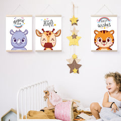 4pcs Animal-themed Nursery Wall Art Print - Cute Baby Room Decor
