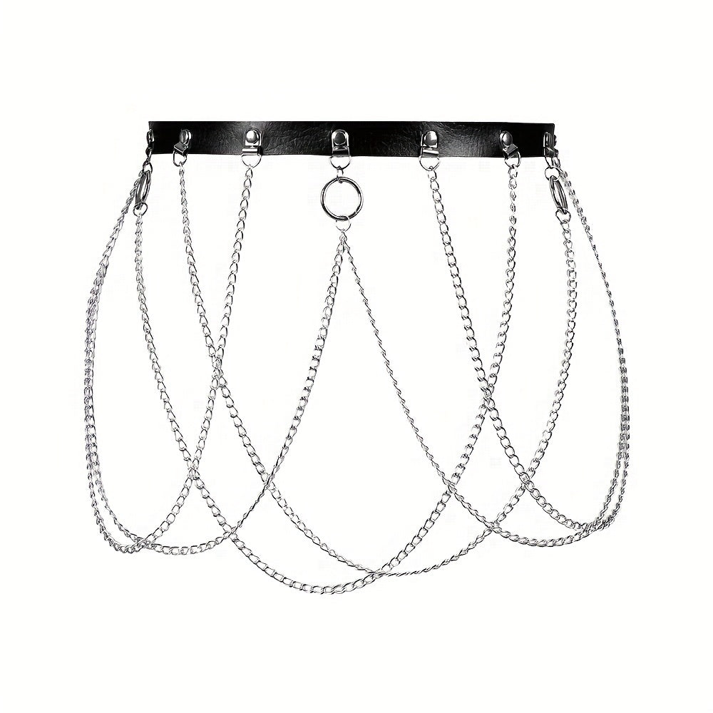 Punk Leg Harness Belt Metal Chain & Leather Accessory