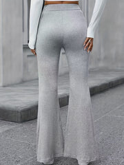  Solid High Rise Flared Leg Pants