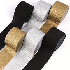 Crepe Paper Streamers Rolls Silvery & Golden 24.99m Long 4.57cm Wide