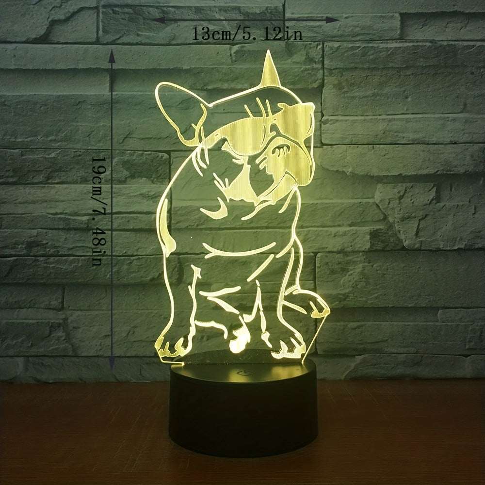 French Bulldog Dog Night Light 3D Puppy Illusion Lamp 16 Colors Remote Control