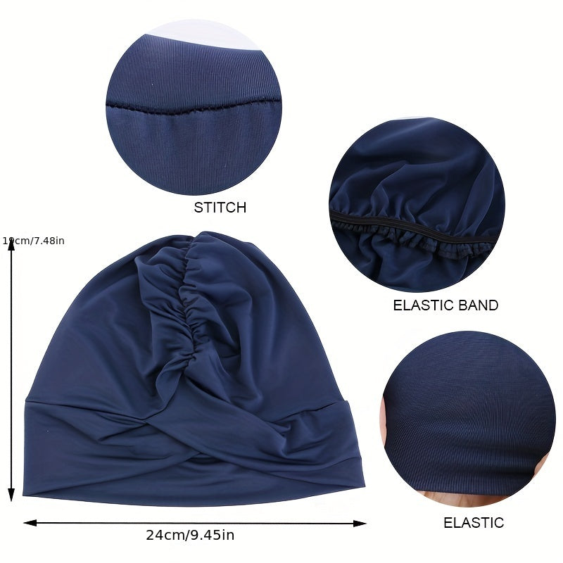 Women's Turban Cap Solid Ruched Inner Cap Underscarf Bandana Beanie Chemo Hats
