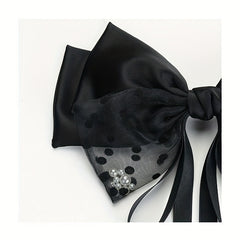 Pearl Bow Hair Clip with Long Ribbon