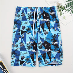 Sketch Style Boat Palm Tree Flower Swim Trunk Men s Pants Swimwear