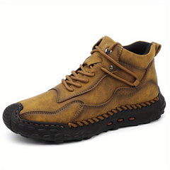 Men's PU Leather Lace-up Sneakers Comfortable Casual Walking Shoes