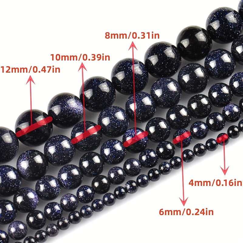 32pcs Natural Starry Sand Round Stone Gemstone for DIY Bracelet Necklace