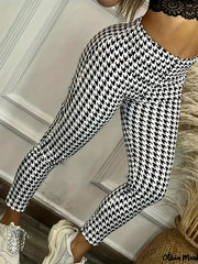  Houndstooth Print High Rise Leggings