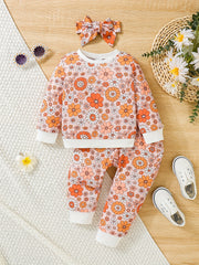 Autumn Baby Daisy Graphic Sweatshirt Set