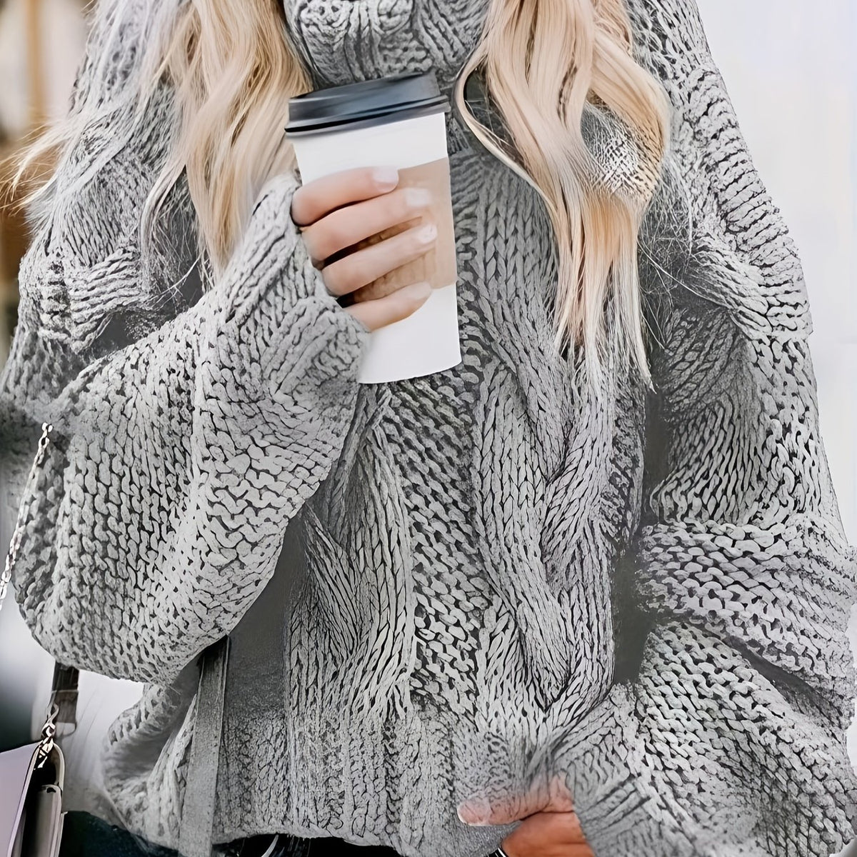  Casual Sweater Women's Plus Solid Long Sleeve Turtleneck Oversized Chu