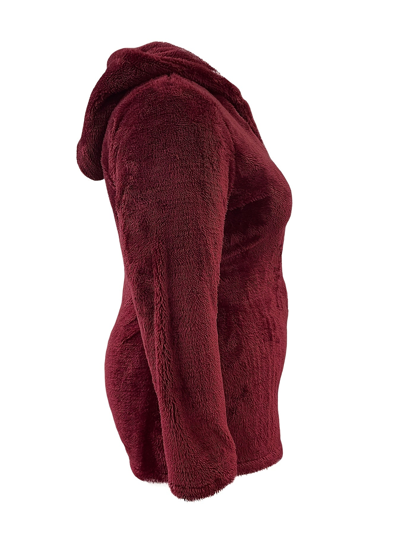  Solid Fleece Zip Long Sleeve Hooded Romper