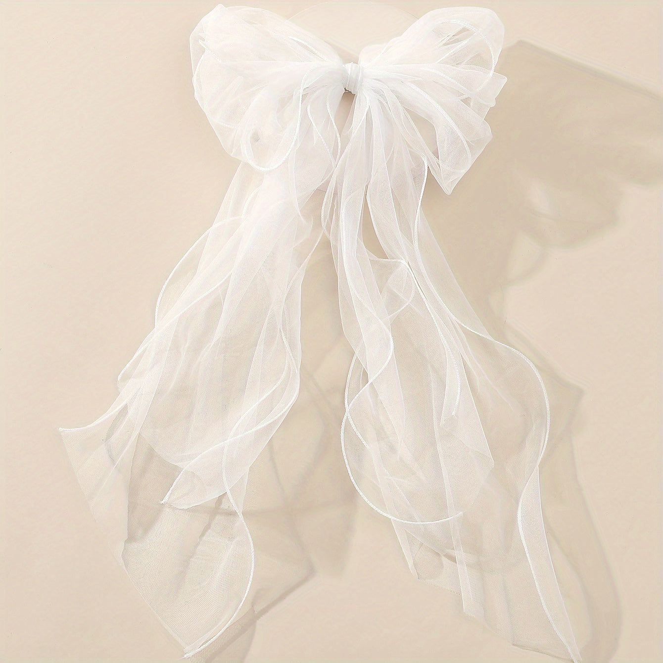 Romantic Sheer Bowknot Bridal Veil with Ribbon Edge & Comb