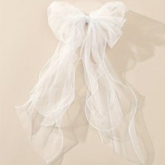 Romantic Sheer Bowknot Bridal Veil with Ribbon Edge & Comb