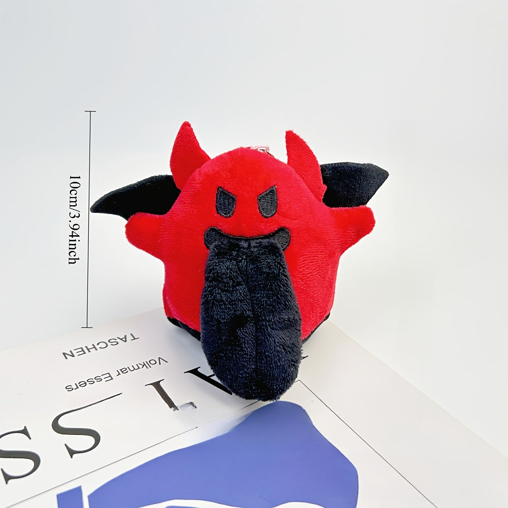 2pcs Devil Plush Keychain Pendants Halloween Gift Red & Golden Chains