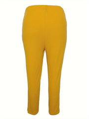 Women's Plus High Waisted Stretch Trousers With Pockets
