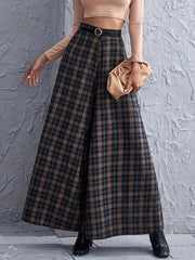  Plaid Wide Leg Trousers High Rise