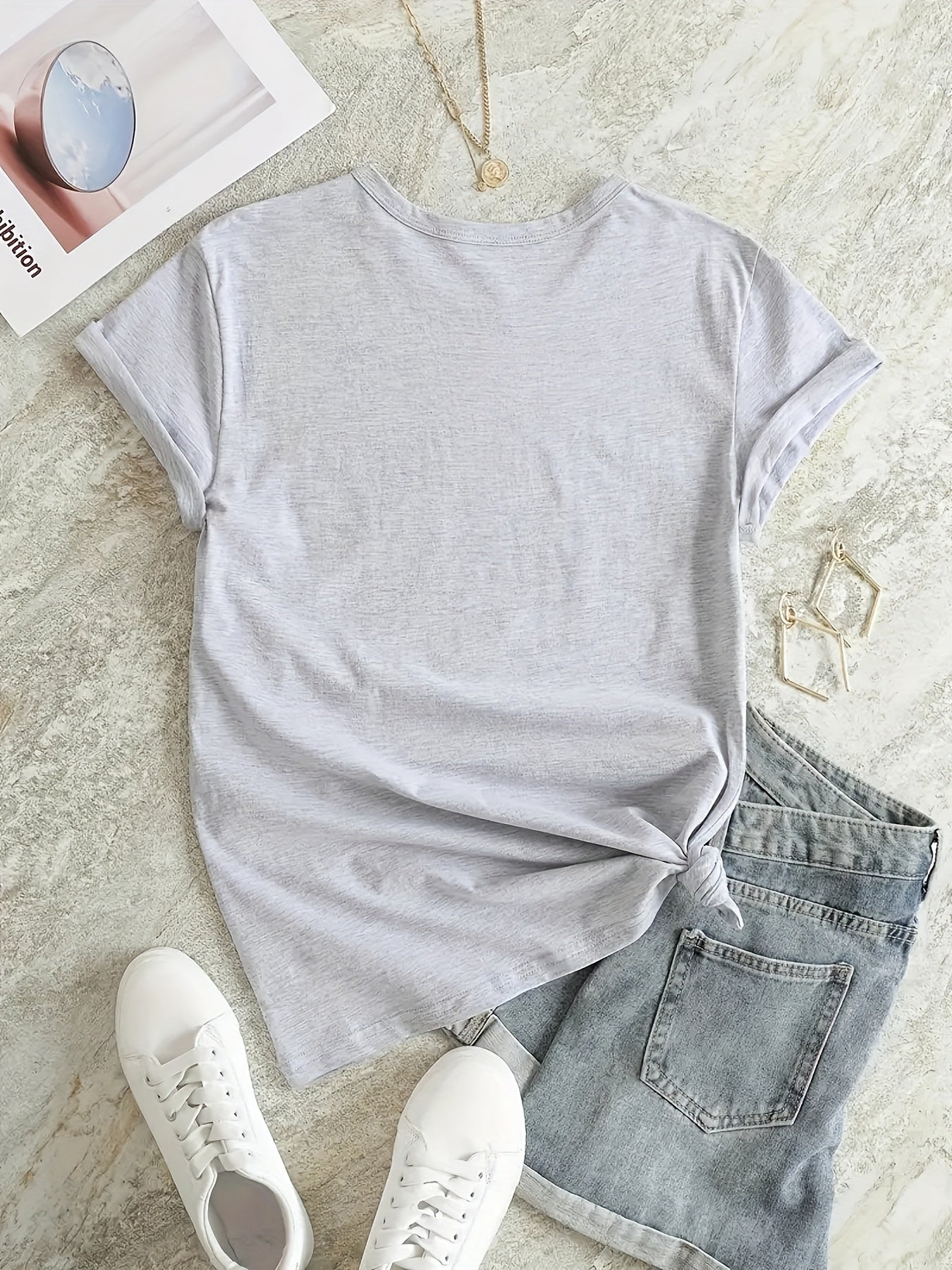 Letter Graphic Short Sleeve Round Neck Sports T-Shirt Women's Activewear