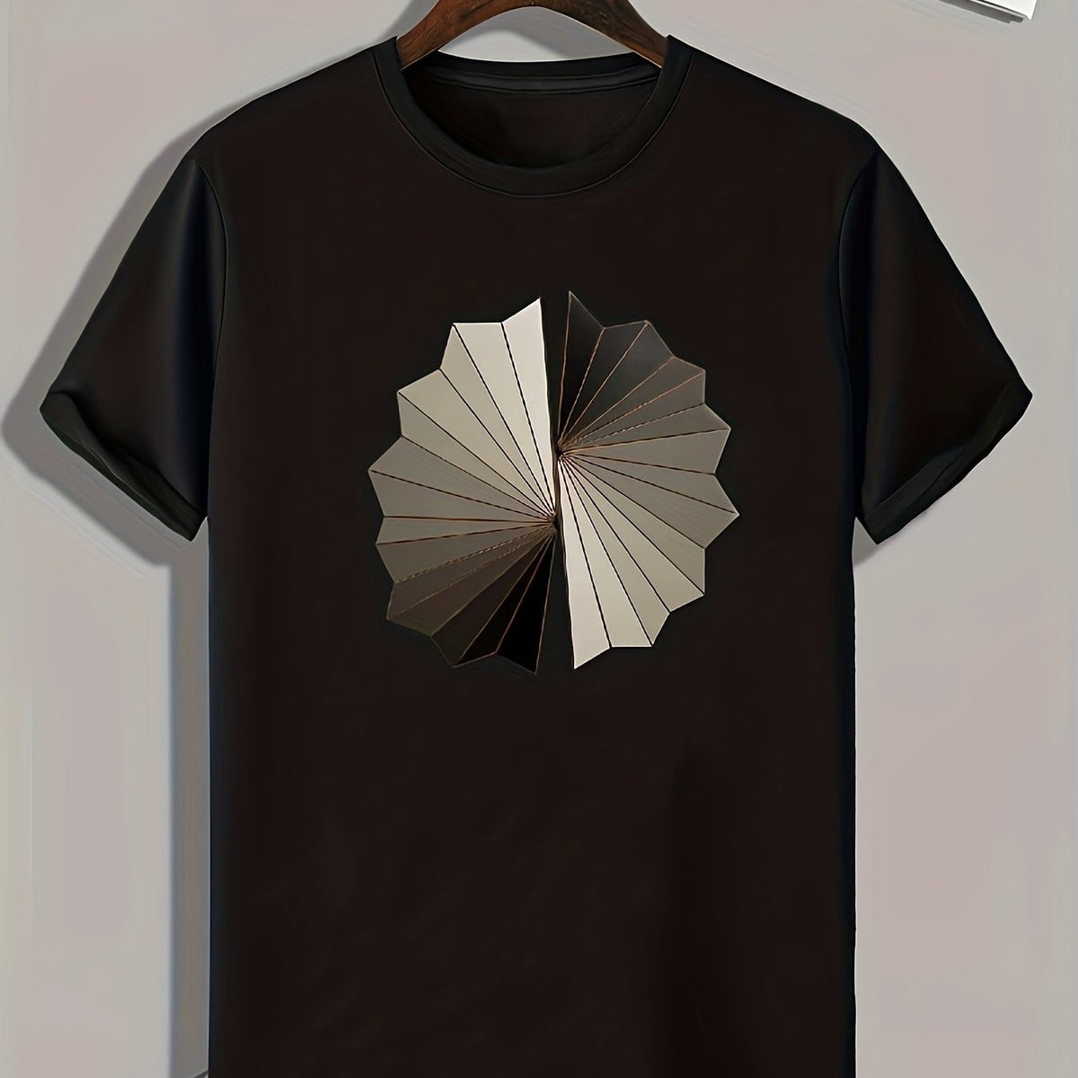 Geometric Pattern Men's Sports T-shirt, Comfortable Outdoor Fitness Apparel