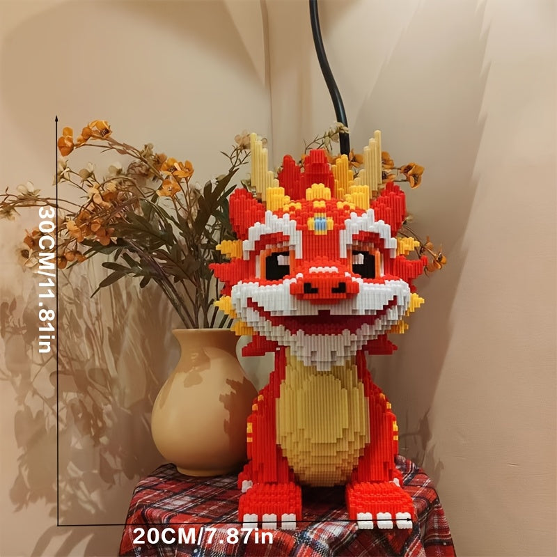 8118pcs Flame Dragon Building Block Puzzle Unique DIY Decoration