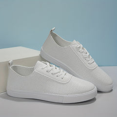 Women's Hollow Out Lace Up Sneakers Breathable Flat Skate Shoes