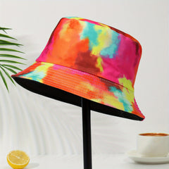 Tie Dye Foldable Basin Hat Unisex Sunscreen Bucket Hat Lightweight Beach Hats