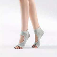 Women's Non-slip Toeless Yoga Socks Breathable Short Tube Dance Training Socks