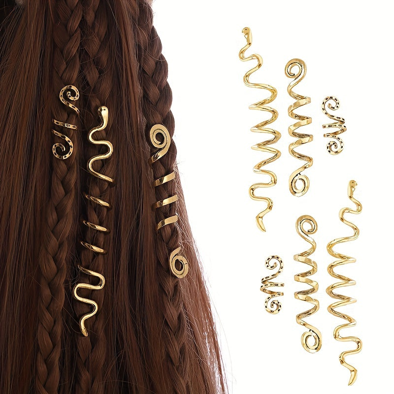 Dreadlock Hair Ring Boho Style Coils Gold Spiral Hair Ring Hair Styling Tool