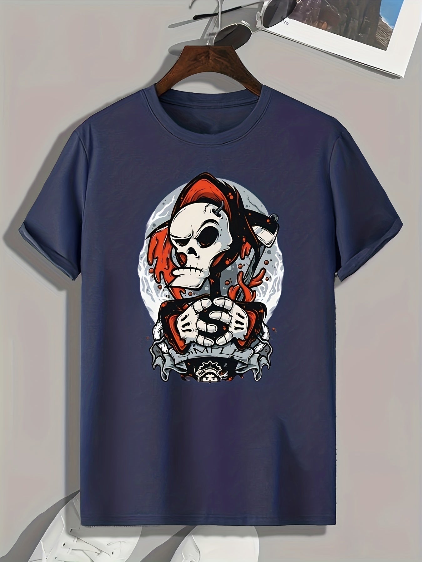 Skeleton Print Men's Graphic T shirt for Summer