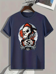 Skeleton Print Men's Graphic T shirt for Summer
