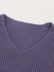  Cable Knit V-Neck Sweater