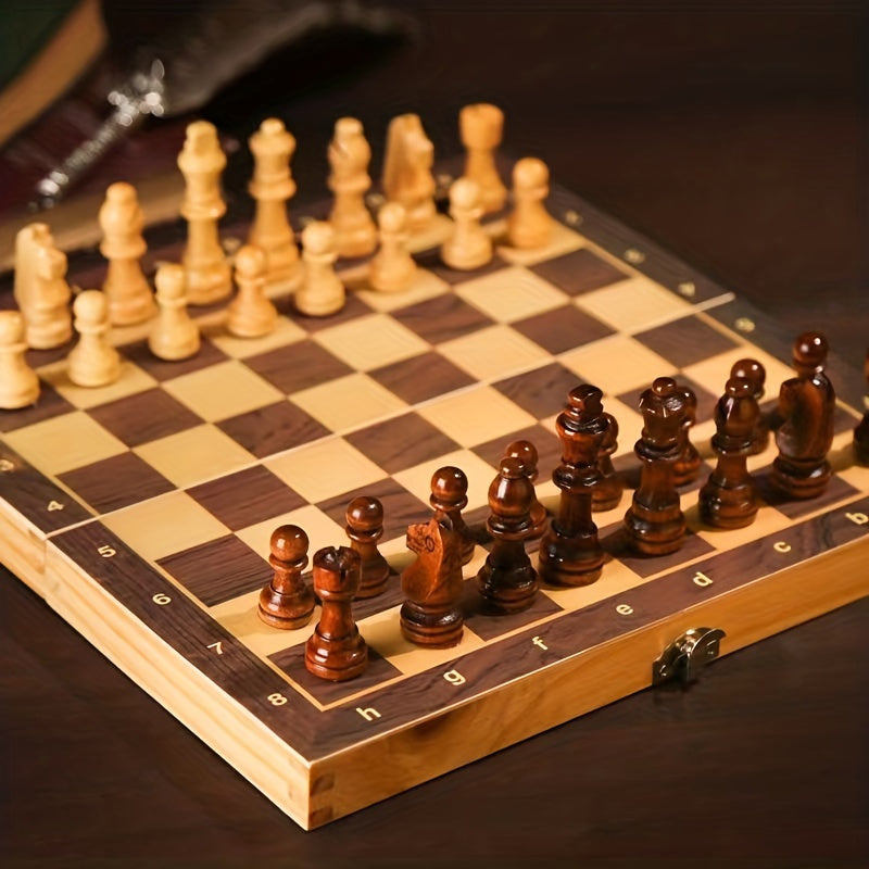 3 in 1 Chess Backgammon Checkers Set Solid Wood High Chess Wooden Chess