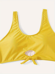  Knot Front Tank Bra & Striped Panty Swimsuit Set
