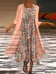 Women's Plus Floral Print Tank Dress & Long Sleeve Coat Set