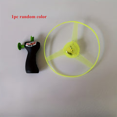 Flashing Flying Disc with Launch Rod & Cable Outdoor Flying Toy