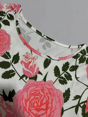  Casual Dress Women's Plus Floral Print Half Sleeve Round Neck Dress