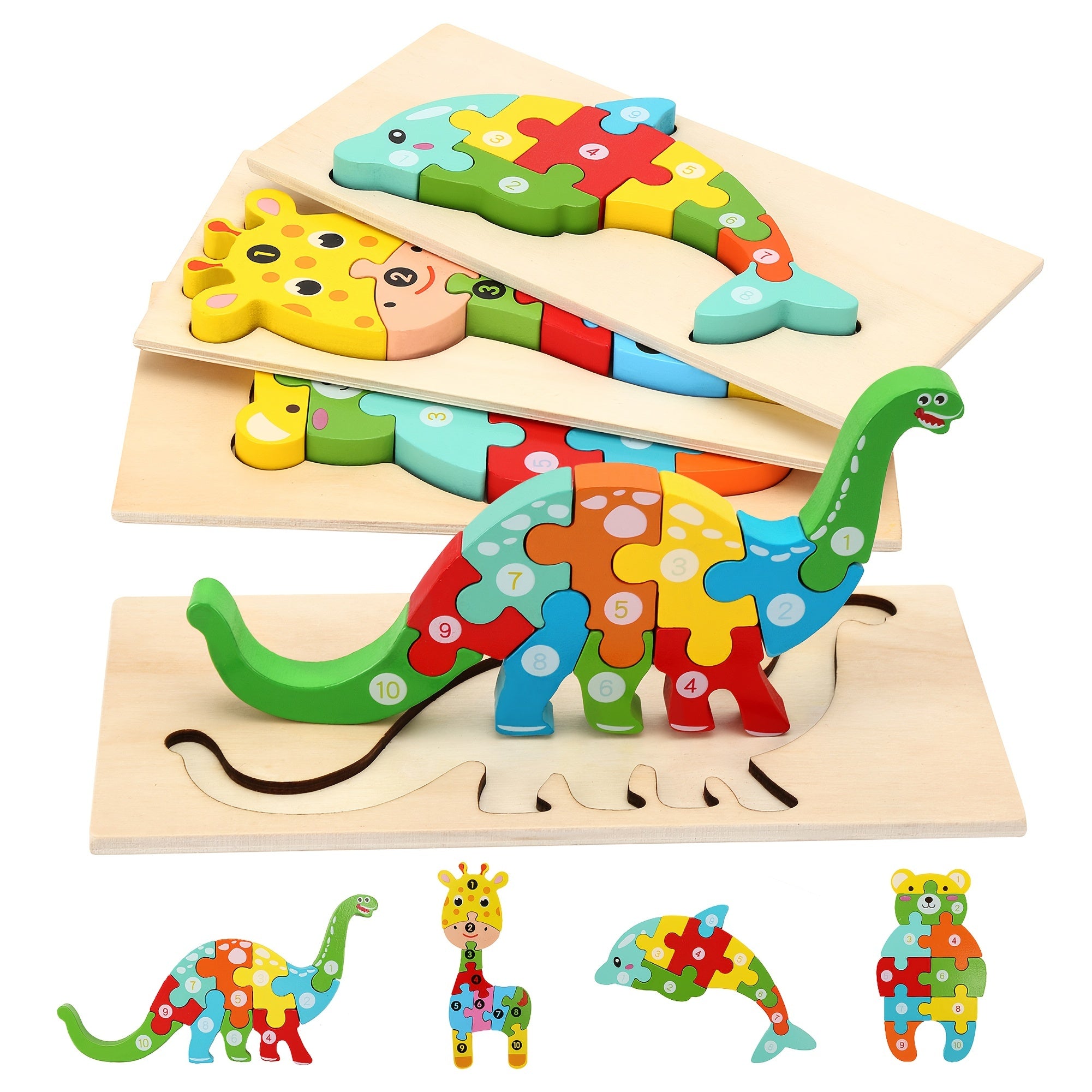 Wooden Montessori Animal Shape Puzzles Toy for Toddlers