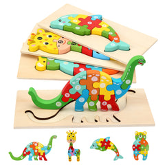 Wooden Montessori Animal Shape Puzzles Toy for Toddlers