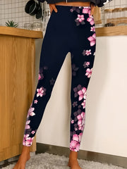 Floral Print High Rise Stretch Leggings