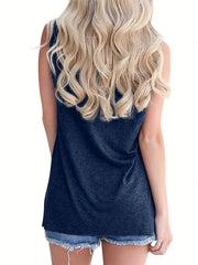 Sleeveless Letter Print Crew Neck Tank Top for Women