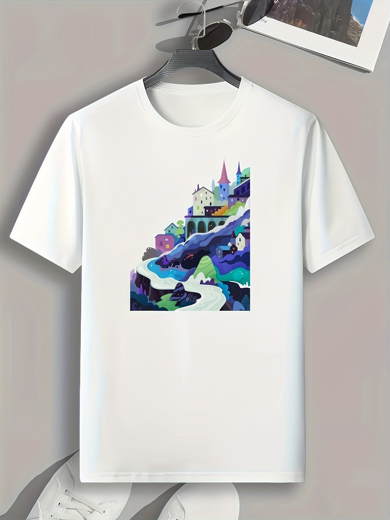 Running Man Print Men's Graphic T-shirt for Summer