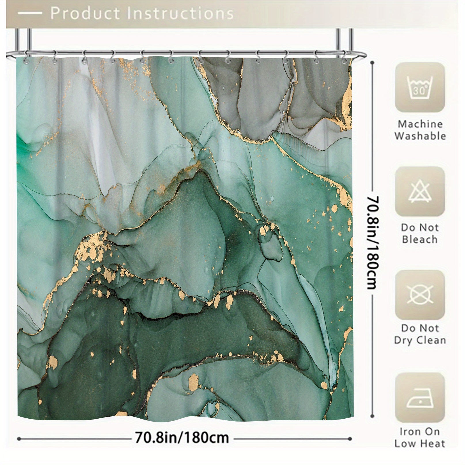 Waterproof Marble Shower Curtain & Bathroom Rug Set