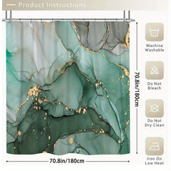 Waterproof Marble Shower Curtain & Bathroom Rug Set