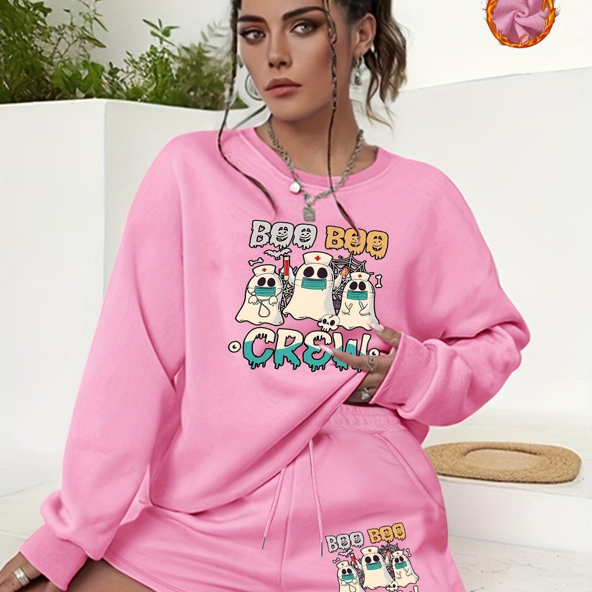  Halloween 2pcs Set Sweatshirt & Shorts Outfit