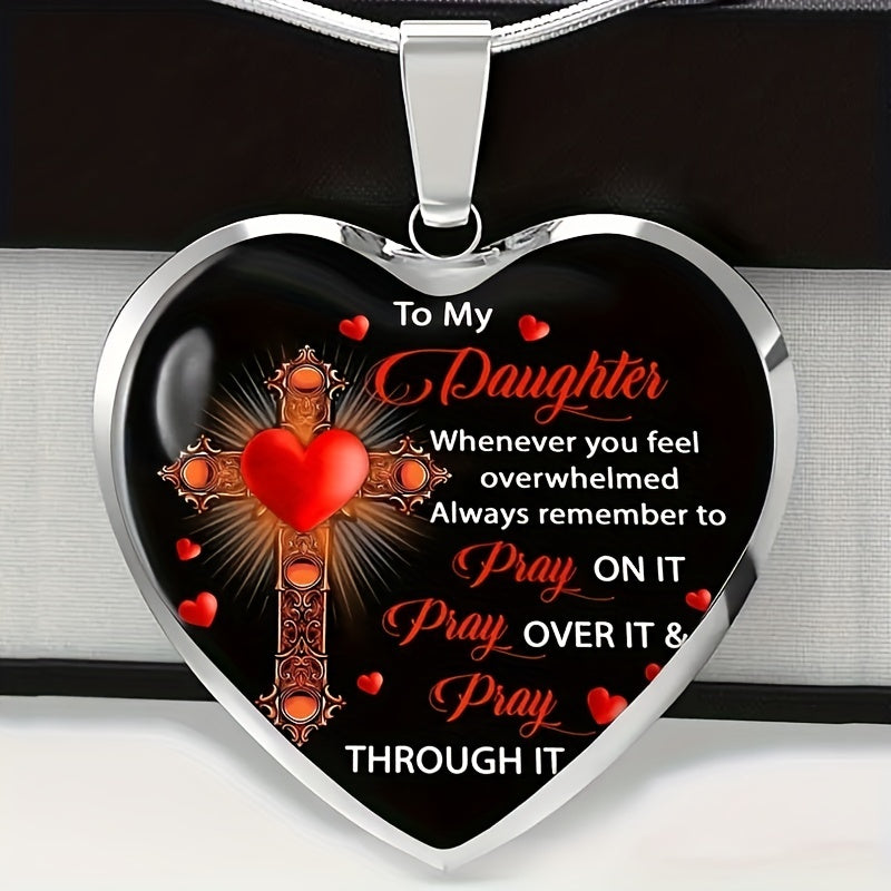 Heart Cross Pendant Necklace Men Women Jewelry Gift Couples