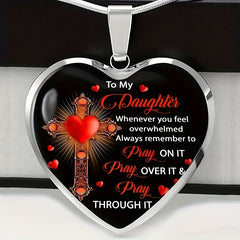 Heart Cross Pendant Necklace Men Women Jewelry Gift Couples
