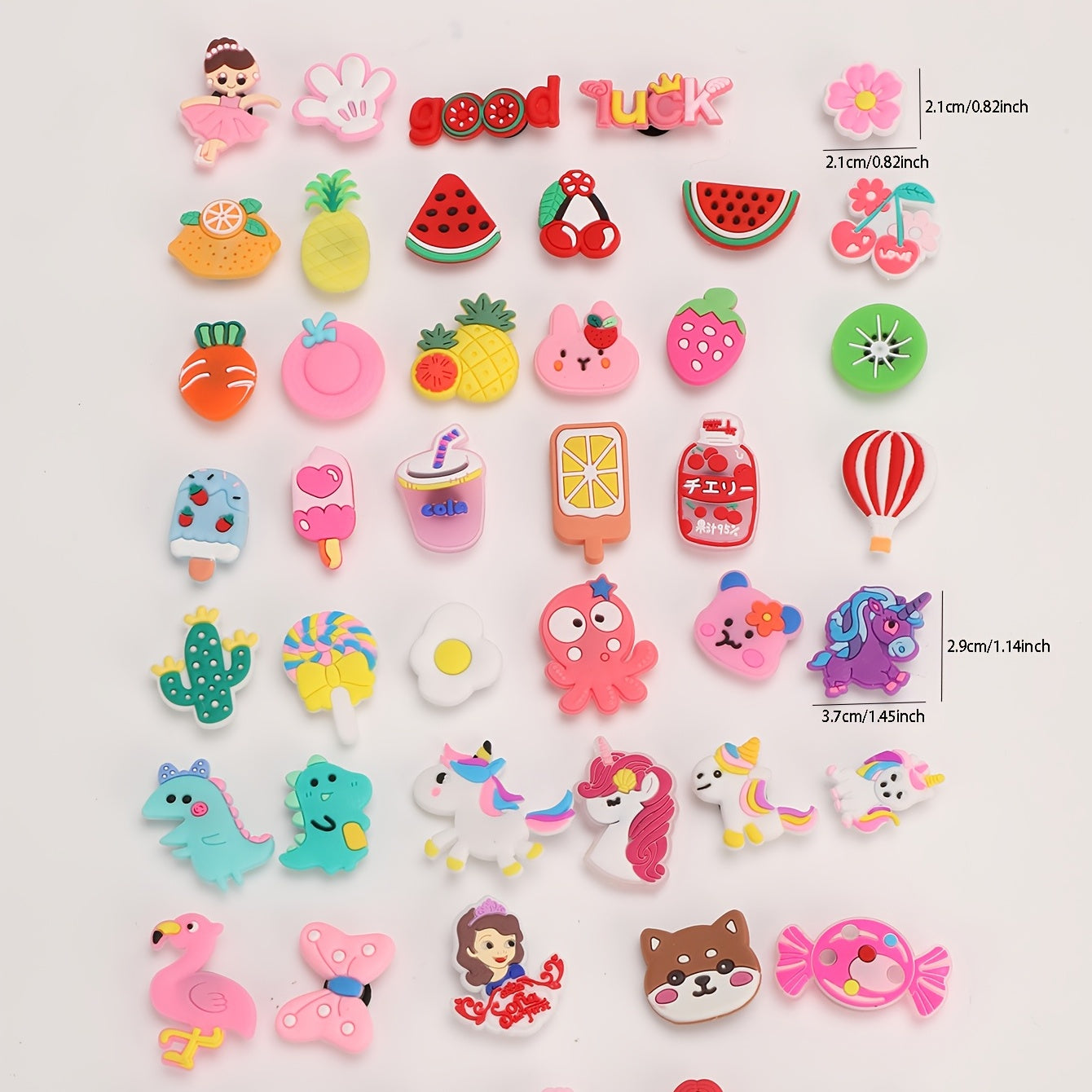 45pcs Cartoon Shoe Buckles Flamingo Unicorn Shoe Charms