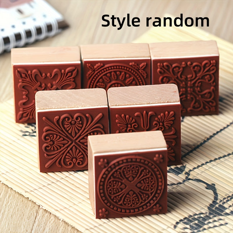 6pcs Floral Engraving Pattern Rubber Stamp for Scrapbooking DIY Craft