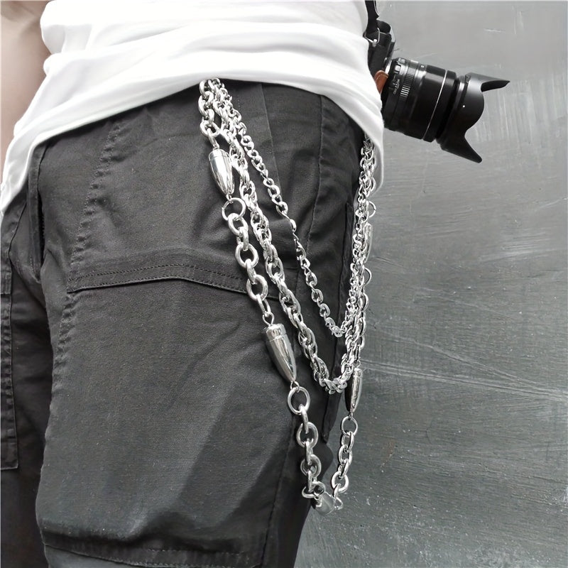 Punk Wallet Chain Belt Hipster Jean Keychain Silver Ring Clip Keyring