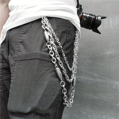 Punk Wallet Chain Belt Hipster Jean Keychain Silver Ring Clip Keyring