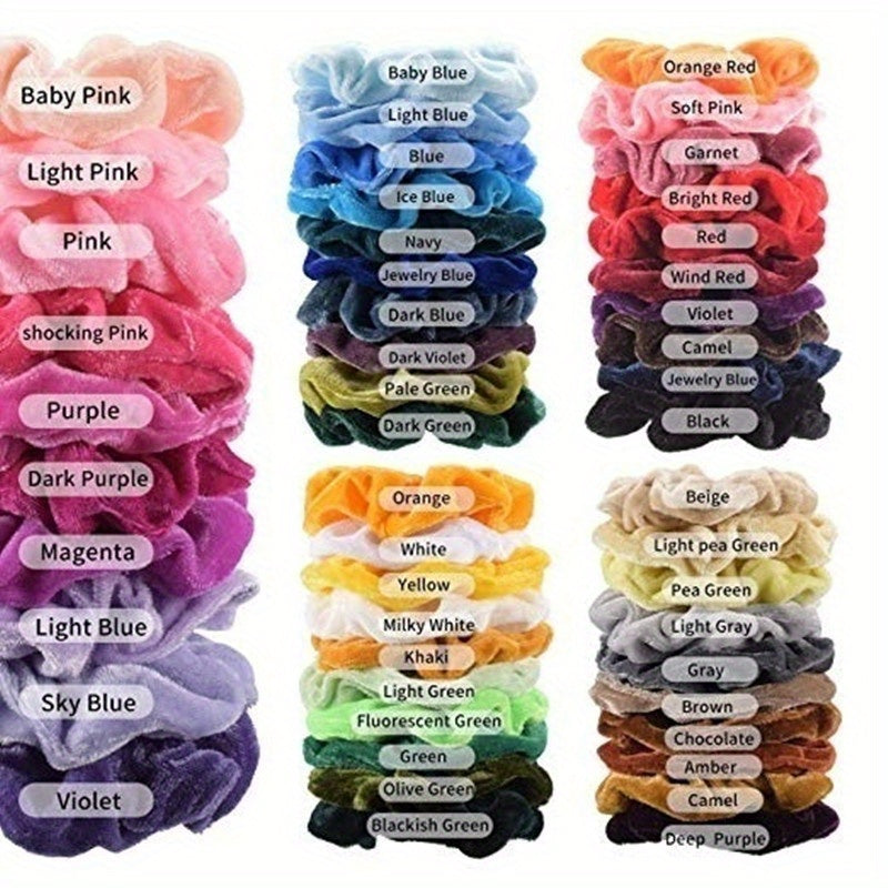 10pcs Velvet Solid Scrunchies Fuzzy Hair Tie Hair Ring Ponytail Holder