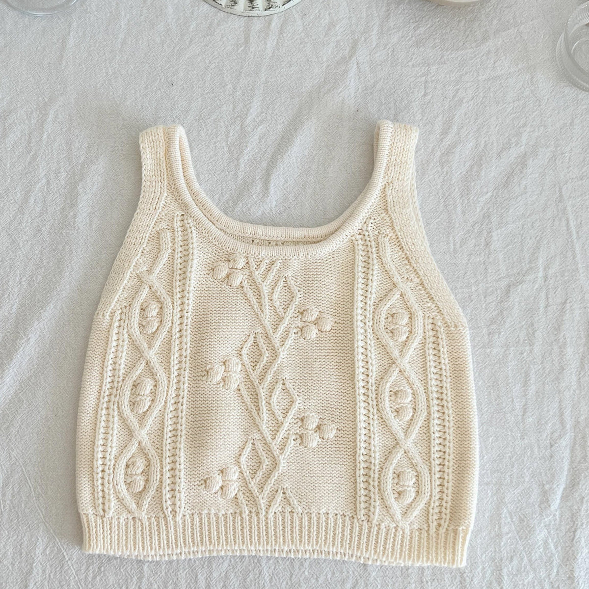 Baby Girl's Knitted Crop Top & Casual Blouse Set